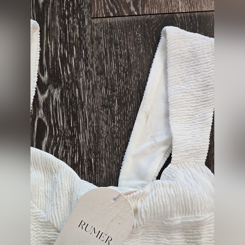 Rumer The Label Rae Mini Dress Size Small White Cutout Ribbed Stretchy - Picture 11 of 16